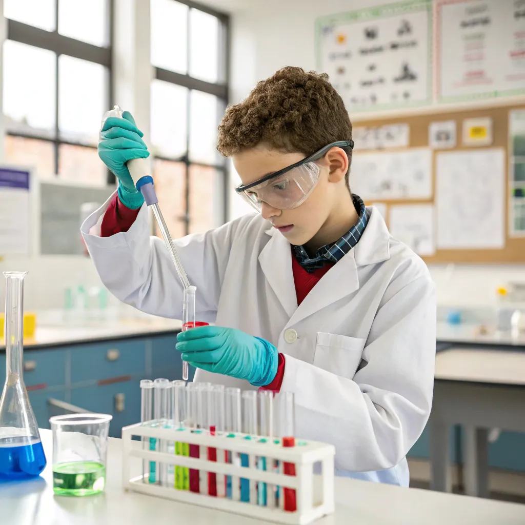 Student conducting a science experiment